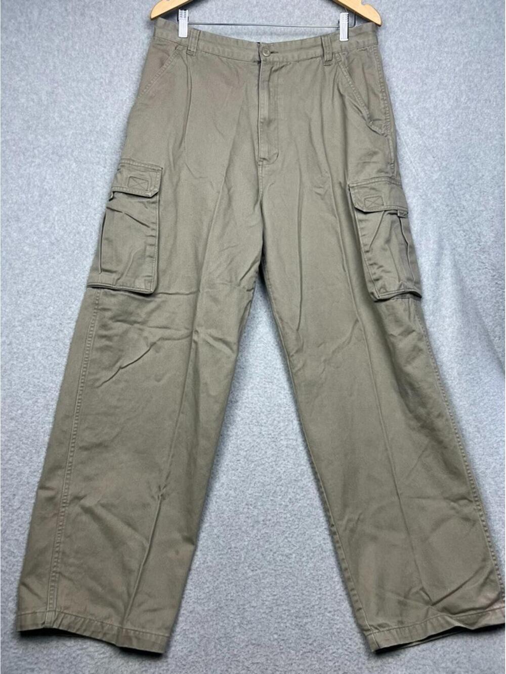 Plugg Worldwide VTG Y2K Cargo Pants Mens 34x32 Khaki Straight Canvas Streetwear
